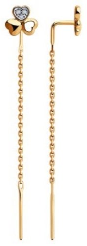 Серьги Diamant 51-123-00385-1 вес 1.18 г золото, фианит купить,104652