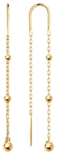 Серьги Diamant 51-123-01629-1 вес 1.75 г золото, без вставок купить,NaN