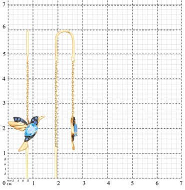 Серьги-цепочки SOKOLOV 725373 вес 2.59 г золото, фианит, топаз купить,204582