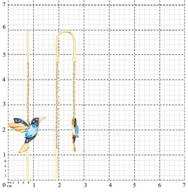 Серьги-цепочки SOKOLOV 725373 вес 2.59 г золото, фианит, топаз купить,204582