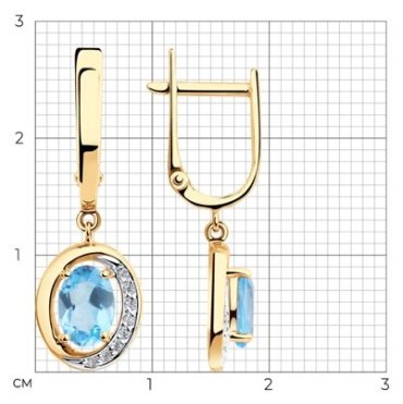 Серьги Diamant 51-321-00224-1 вес 2.91 г золото, фианит, топаз купить,219683