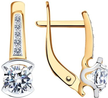 Серьги SOKOLOV 027580 вес 2.49 г золото, фианит купить,246589
