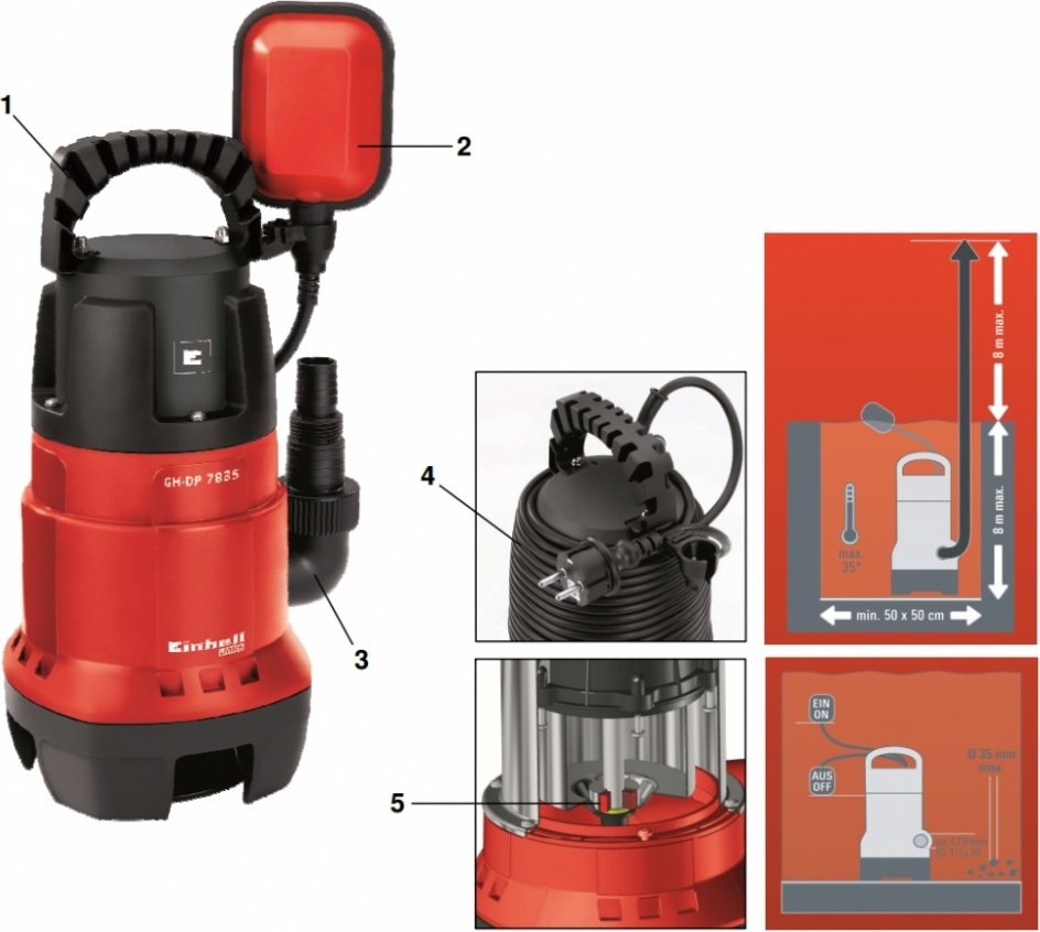 Сетев. Насос для грязной воды Einhell GC-DP 7835 (4170682)