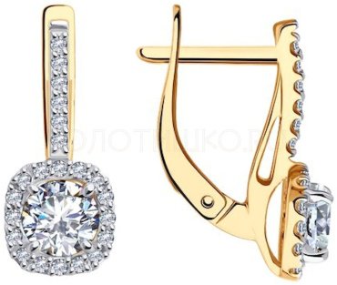 Серьги Diamant 51-120-02355-1 вес 2.78 г золото, фианит купить,NaN