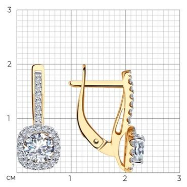 Серьги Diamant 51-120-02355-1 вес 2.78 г золото, фианит купить,NaN