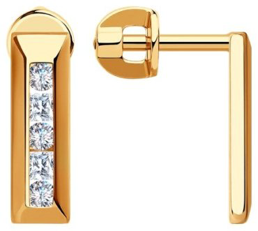 Пусеты Diamant 51-122-01564-1 вес 2.3 г золото, фианит купить,179373