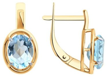 Серьги Diamant 51-320-01927-1 вес 2.82 г золото, топаз купить,227560