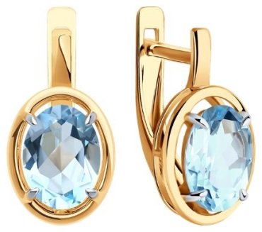 Серьги Diamant 51-320-01927-1 вес 2.82 г золото, топаз купить,227560