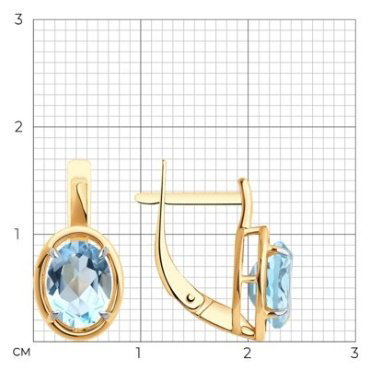 Серьги Diamant 51-320-01927-1 вес 2.82 г золото, топаз купить,227560