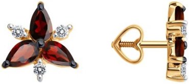 Пусеты Diamant 51-322-02329-3 вес 1.92 г золото, гранат купить,NaN