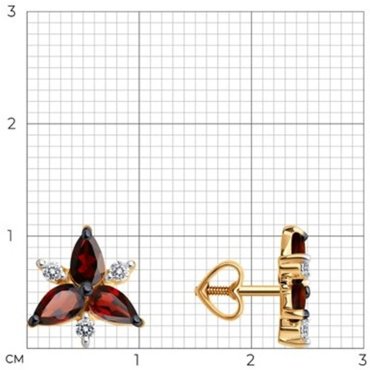 Пусеты Diamant 51-322-02329-3 вес 1.92 г золото, гранат купить,NaN