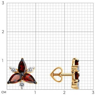Пусеты Diamant 51-322-02329-3 вес 1.92 г золото, гранат купить,NaN
