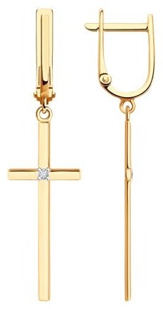 Серьги Diamant 51-121-02582-1 вес 2.53 г золото, фианит купить,224686