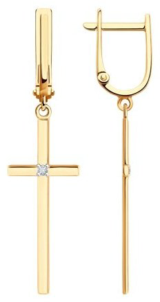 Серьги Diamant 51-121-02582-1 вес 2.53 г золото, фианит купить,224686