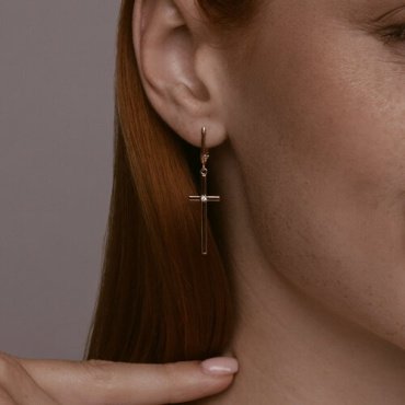 Серьги Diamant 51-121-02582-1 вес 2.53 г золото, фианит купить,224686