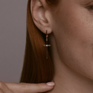 Серьги Diamant 51-121-02582-1 вес 2.53 г золото, фианит купить,224686