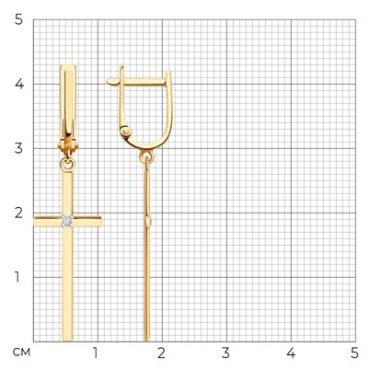 Серьги Diamant 51-121-02582-1 вес 2.53 г золото, фианит купить,224686
