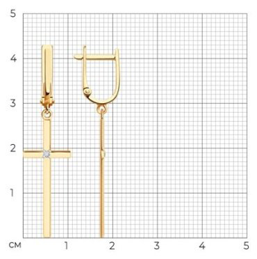 Серьги Diamant 51-121-02582-1 вес 2.53 г золото, фианит купить,224686
