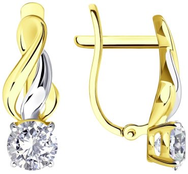 Серьги SOKOLOV 026884-2 вес 2.29 г золото, фианит купить,NaN