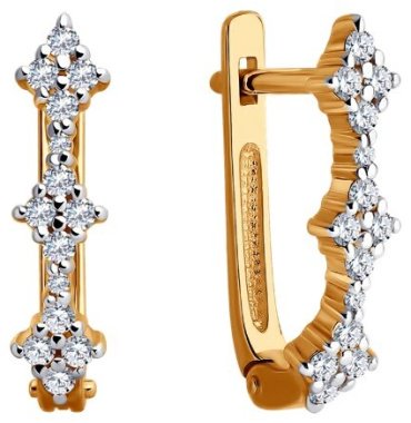 Серьги Diamant 51-120-02440-1 вес 2.89 г золото, фианит купить,311279