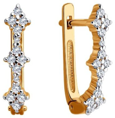 Серьги Diamant 51-120-02440-1 вес 2.89 г золото, фианит купить,311279
