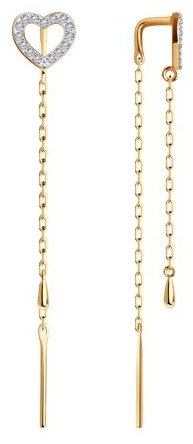 Серьги-цепочки SOKOLOV 029937 вес 1.27 г золото, фианит купить,116000