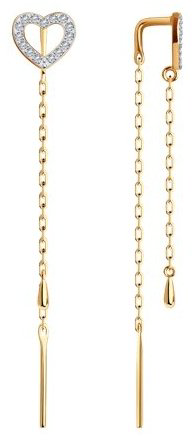 Серьги-цепочки SOKOLOV 029937 вес 1.27 г золото, фианит купить,116000