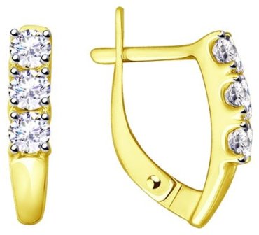 Серьги Diamant 53-120-00096-1 вес 2.22 г золото, фианит купить,237461