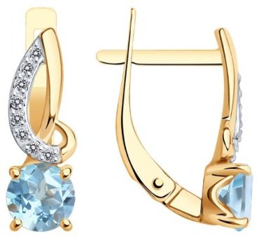 Серьги Diamant 51-320-01503-1 вес 2.21 г золото, топаз купить,207863