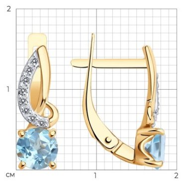 Серьги Diamant 51-320-01503-1 вес 2.21 г золото, топаз купить,207863