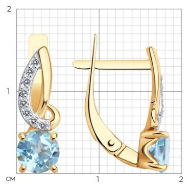 Серьги Diamant 51-320-01503-1 вес 2.21 г золото, топаз купить,207863