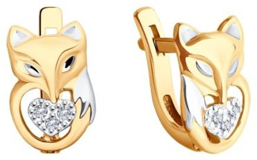 Серьги Diamant 51-120-02218-1 вес 1.63 г золото, фианит купить,153999