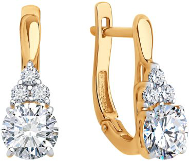 Серьги SOKOLOV 0200388 вес 2.99 г золото, фианит купить,244375