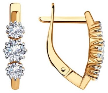 Серьги Diamant 51-120-01858-1 вес 2.55 г золото, фианит купить,192410
