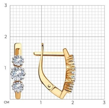 Серьги Diamant 51-120-01858-1 вес 2.55 г золото, фианит купить,192410
