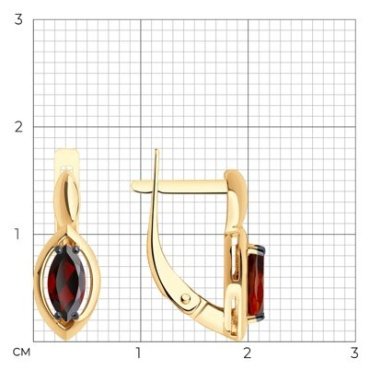 Серьги Diamant 51-320-02110-2 вес 2.6 г золото, гранат купить,218875