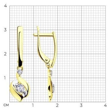 Серьги SOKOLOV 028148-2 вес 3.22 г золото, фианит купить,267965