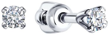 Пусеты SOKOLOV 1021820-3 вес 0.83 г золото, бриллиант купить,277094