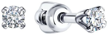 Пусеты SOKOLOV 1021820-3 вес 0.83 г золото, бриллиант купить,277094