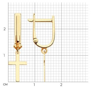 Серьги Diamant 51-121-02579-1 вес 1.47 г золото, без вставок купить,164981