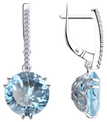 Серьги Diamant 94-321-01921-1 вес 6.73 г серебро, фианит, топаз купить,132022