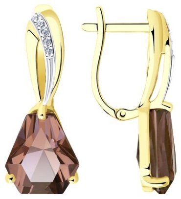 Серьги Diamant 53-320-00810-1 вес 4.79 г золото, султанит купить,324277