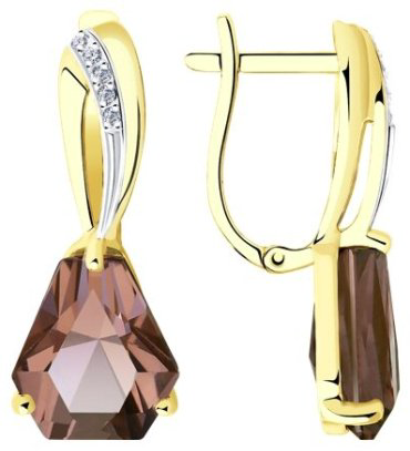 Серьги Diamant 53-320-00810-1 вес 4.79 г золото, султанит купить,324277