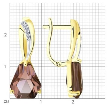 Серьги Diamant 53-320-00810-1 вес 4.79 г золото, султанит купить,324277