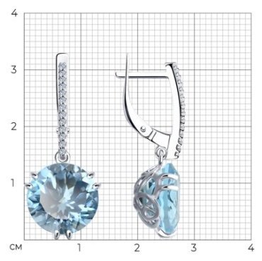 Серьги Diamant 94-321-01921-1 вес 6.73 г серебро, фианит, топаз купить,132022