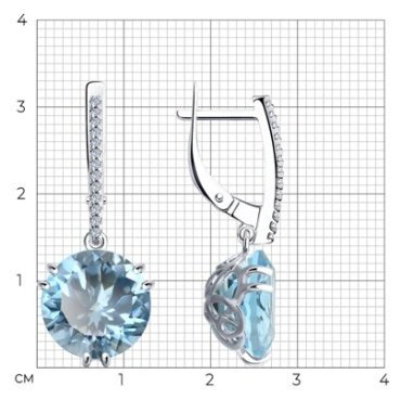 Серьги Diamant 94-321-01921-1 вес 6.73 г серебро, фианит, топаз купить,132022