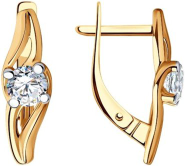 Серьги Diamant 51-120-00837-1 вес 2.6 г золото, фианит купить,209395