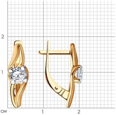 Серьги Diamant 51-120-00837-1 вес 2.6 г золото, фианит купить,209395