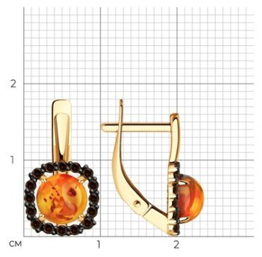 Серьги Diamant 51-320-02323-1 вес 2.54 г золото, янтарь купить,189862