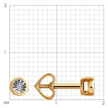 Пусеты Diamant 51-222-01080-2 вес 0.99 г золото, бриллиант купить,177839